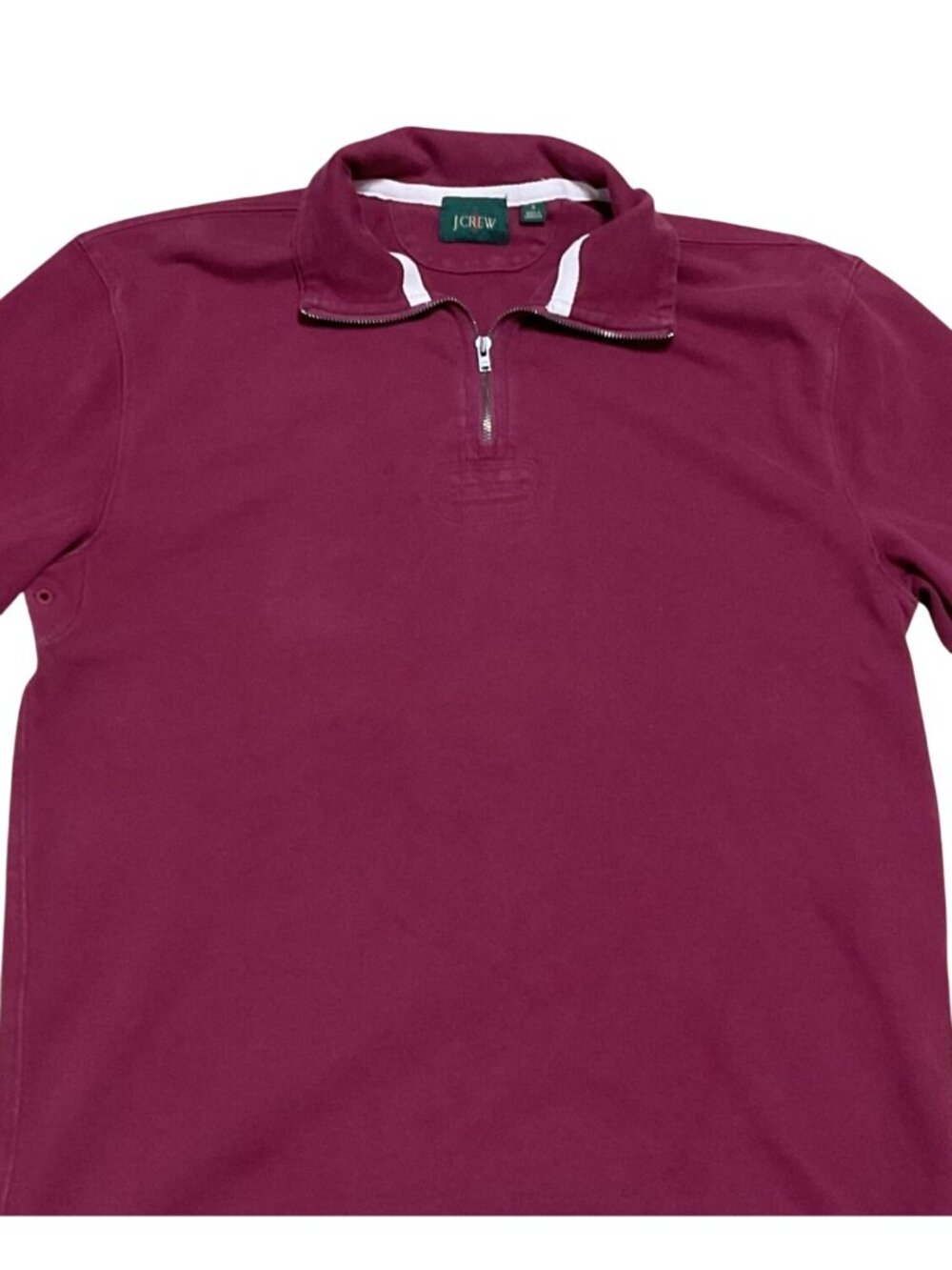 Vtg J.Crew Reimagined Henley Shirt Sz S Burgundy Elbow Patches Vented Pits Mens - Picture 2 of 5
